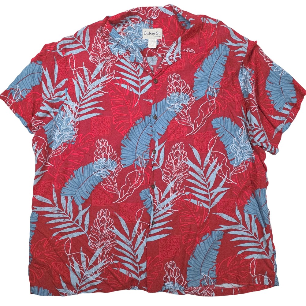 VTG Bishop St Apparel Mens 3XL Tropical Floral Button Hawaiian Shirt Made in USA
